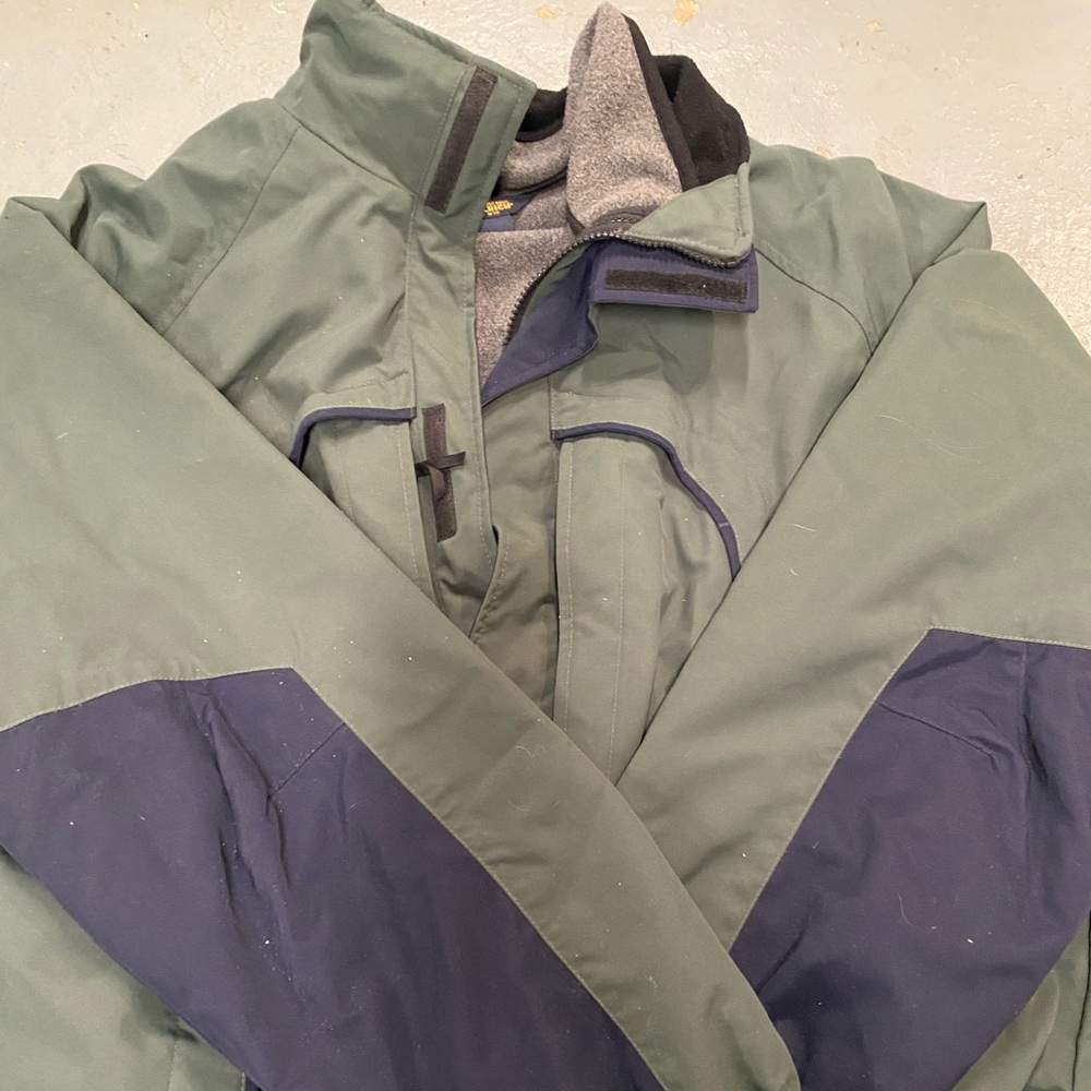 Men’s Woolrich 3-in-1 Winter Coat Green Grey Vintage XL